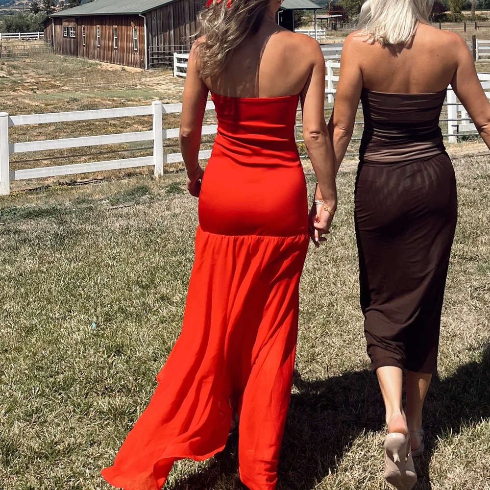 Strapless Red Maxi Dress - Classic Women’s Evening Gown M
